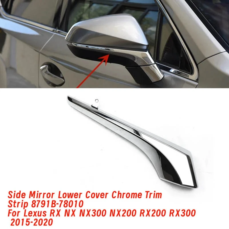 Tampa inferior do espelho retrovisor lateral, tira de guarnição cromada para Lexus RX, NX, NX300, NX200, RX200, RX300, 2015-2020