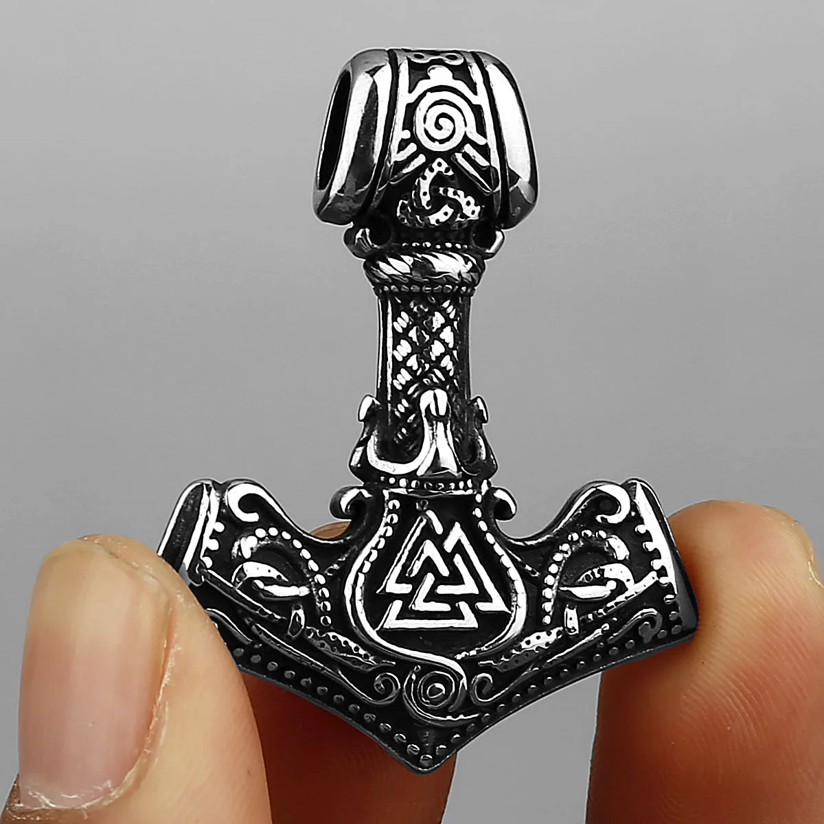 316L Stainless Steel Viking Rune Pendant Necklace For Men Nordic Odin Thor Hammer Punk Jewelry Accessories