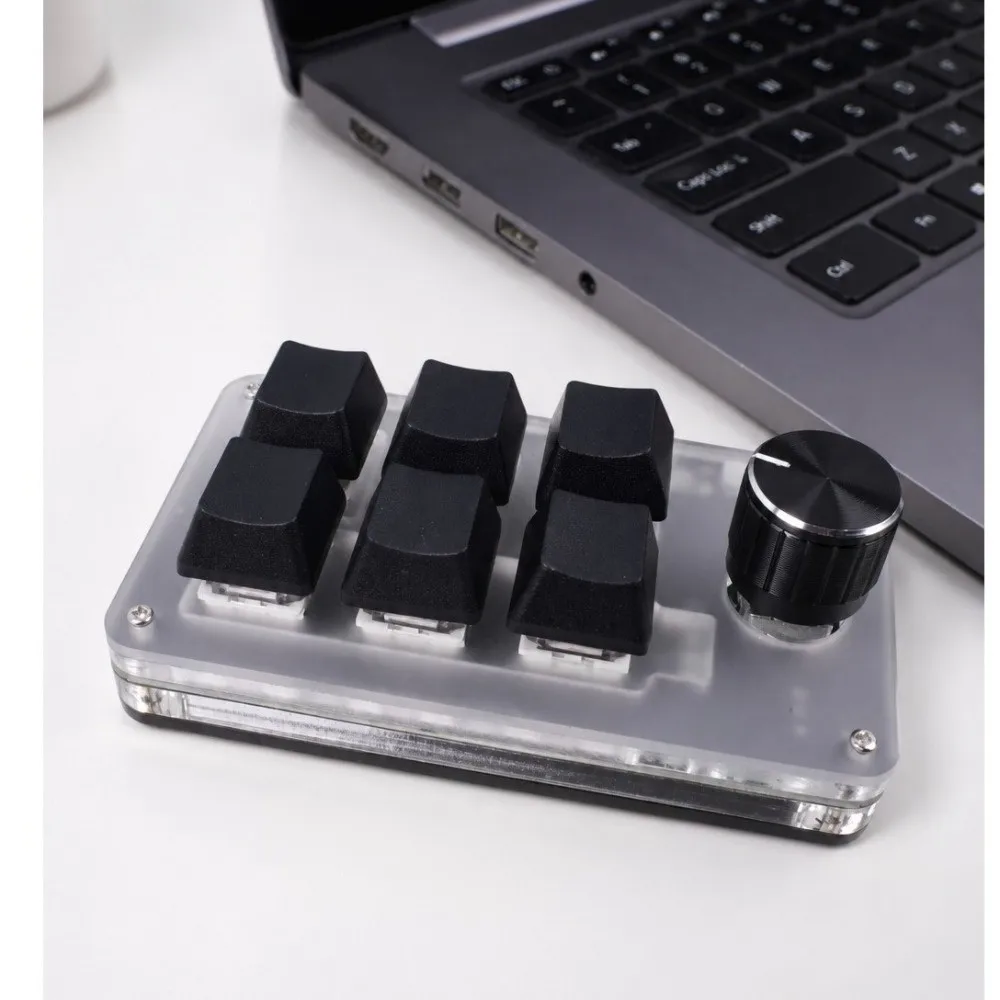 Mini RGB Mini Custom Programming Keyboard Hot Swap 6 Keys Mechanical Keyboard USB Wired 1 Knob Gaming Keypads Programming