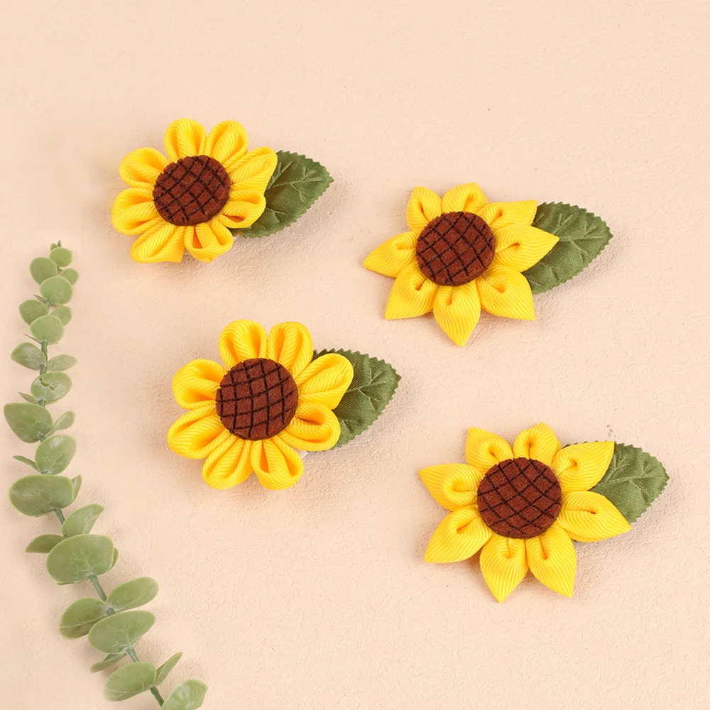 Ncmama-Pinza de pelo de girasol para niña, horquillas y Clips de grogrén, cintas de girasol, accesorios para el cabello, 6x5cm, 8g, 2 uds.