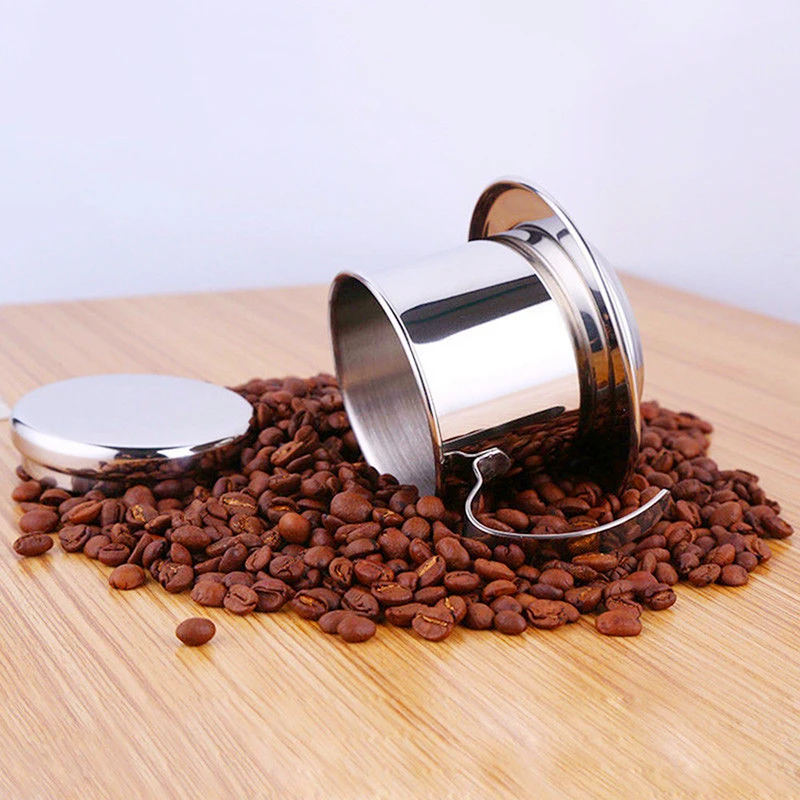 Stainless Steel Coffee Filter Infuse Cup Vietnamese Coffee Dripper Maker Pot Portable Coffee Drip Strainer Kitchen Coffee Tools