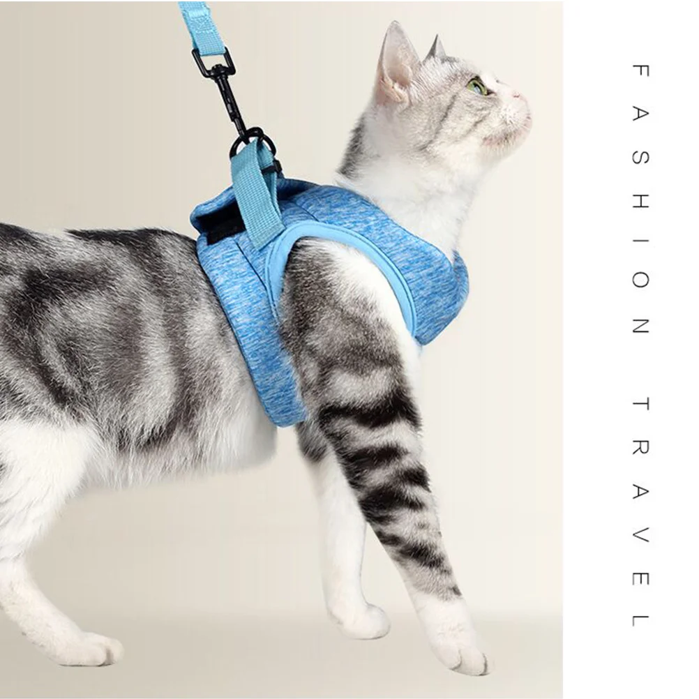 

Sky-Blue L Adjustable Pet Harness Vest Breathable Nylon Strap for Dog Cat Outdoor Walking Supplies Pet Traction Strap