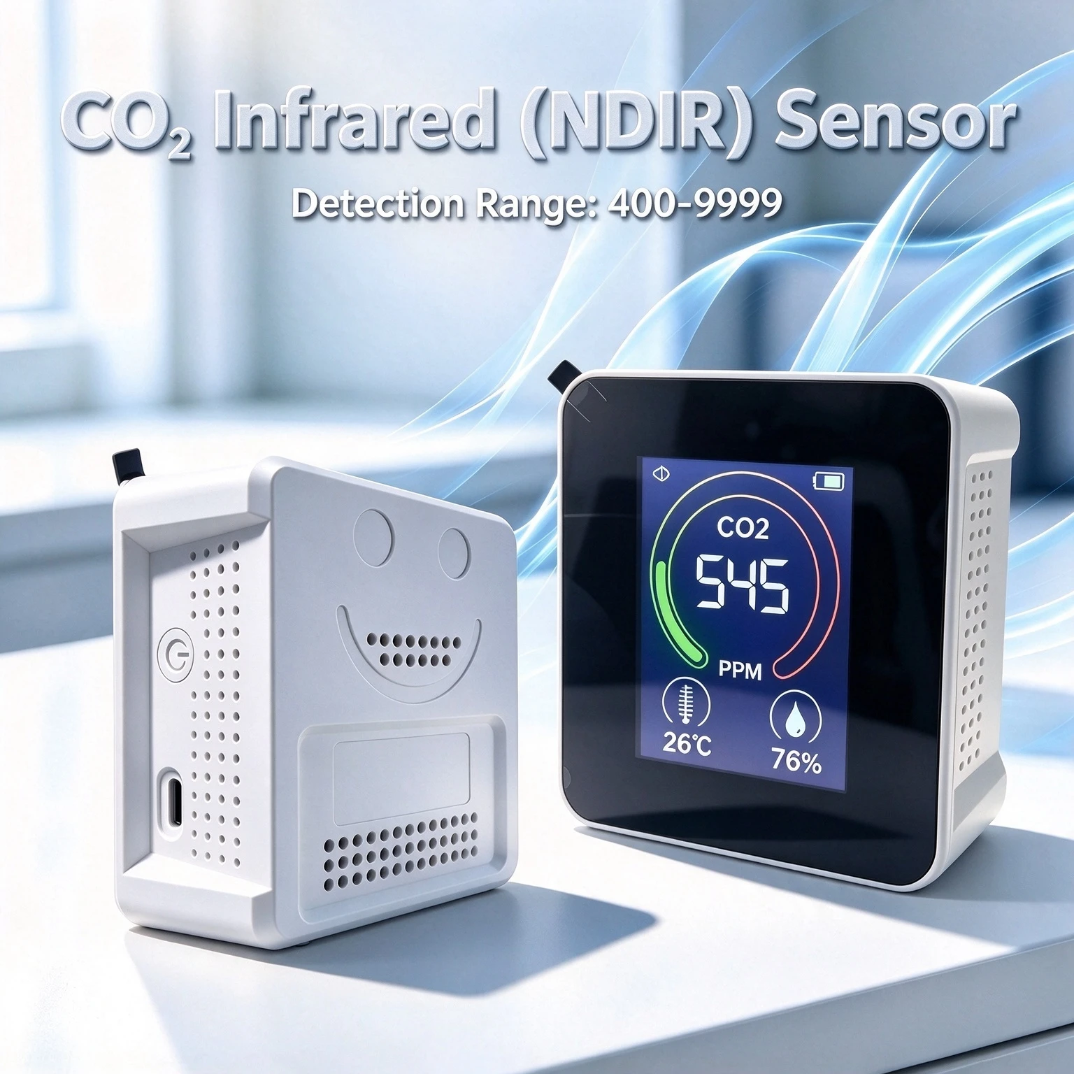 CO ₂ Infrared (NDIR) high-precision sensor, CO ₂ solubility household air quality detector temperature and humidity