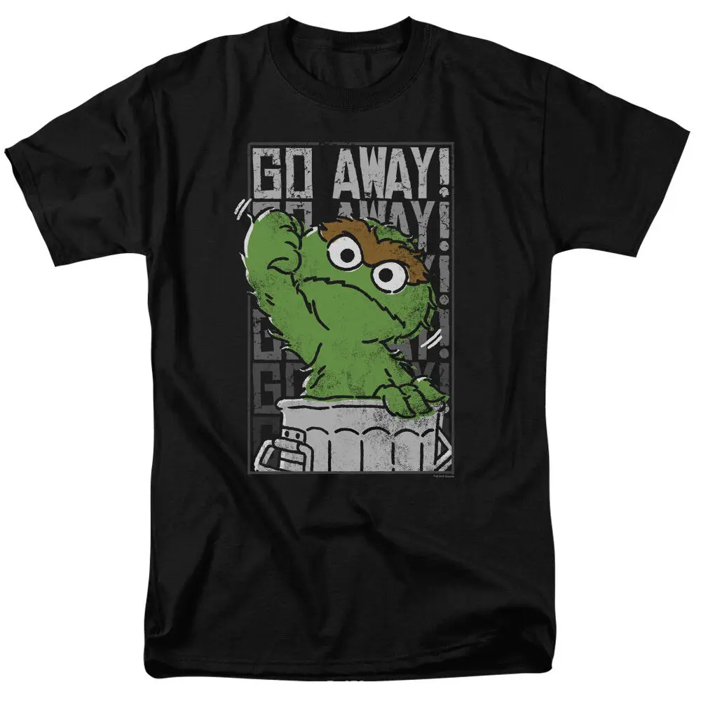 SESAME STREET GROUCH GO AWAY OSCAR THE GROUCH Men\'s Graphic Tee Shirt Anime Graphic T-shirts Vintage High Quality 100%Cotton