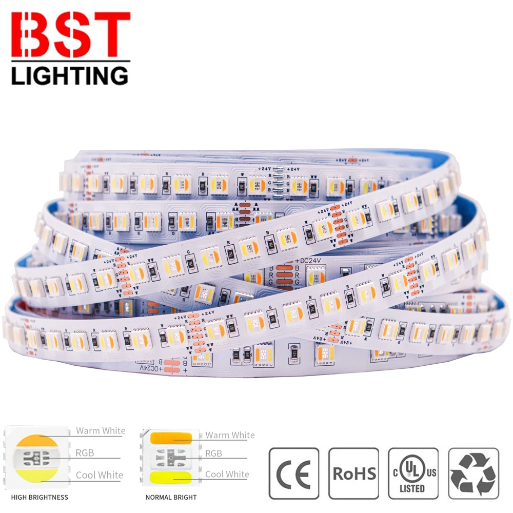 5M 5050 5IN1 RGBCCT RGBWW LED Strip Lights 60 96Leds/m RGB+W+WW RGBW RGBWW 2700K - 6500K Flexible Led Tape Light DC12V/24V