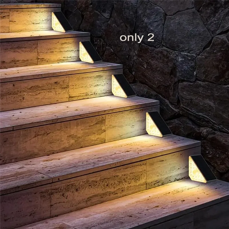 AB45 Luci per gradini per esterni da 2 pezzi Luci per scale impermeabili a LED Luci da ponte ad alta luminosità Luci per gradini multiuso per giardini