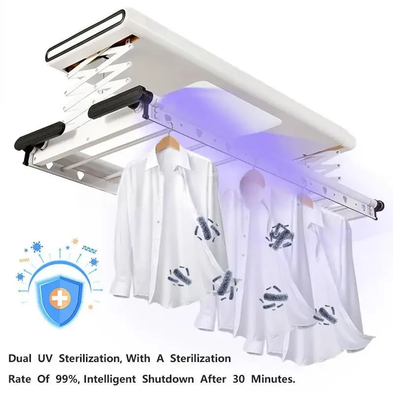 Electric Clothes Drying Rack Intelligent Lifting Household With Lights Balcony Ceiling Space Aluminum Telescopic Rod And Control