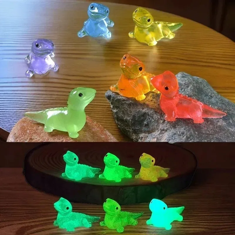 10Pcs Cute Mini Glow in Dark Lizard Figurines Small Reptile Miniatures Vivarium Supplies Fairy Microlandscape Garden Ornaments