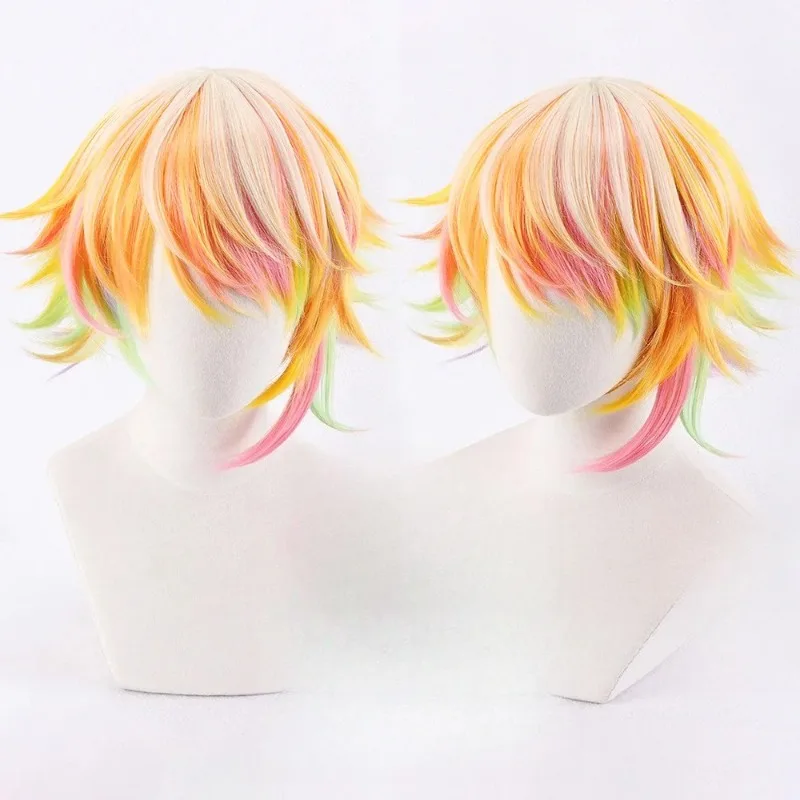 

Anime Kantaro Misuji Cosplay Accessories Wig Multicolored Short Hair for Women Men Halloween Carnival Party Roleplay Props