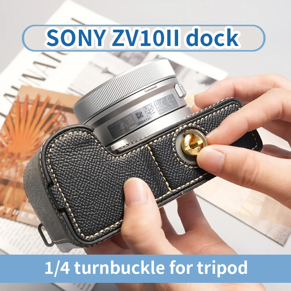 Suitable for Sony ZVE10 2nd generation protective case, mirrorless camera bag base, leather cover, shoulder strap