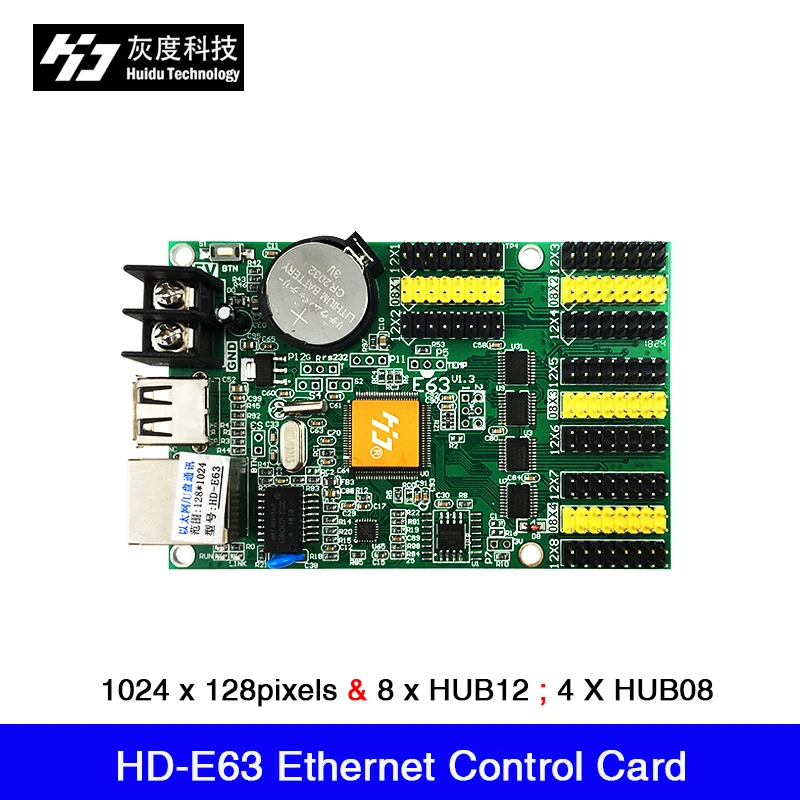 HD-E63 Ethernet ports+U disk Single and double color control card support to grayscale, 3d characters