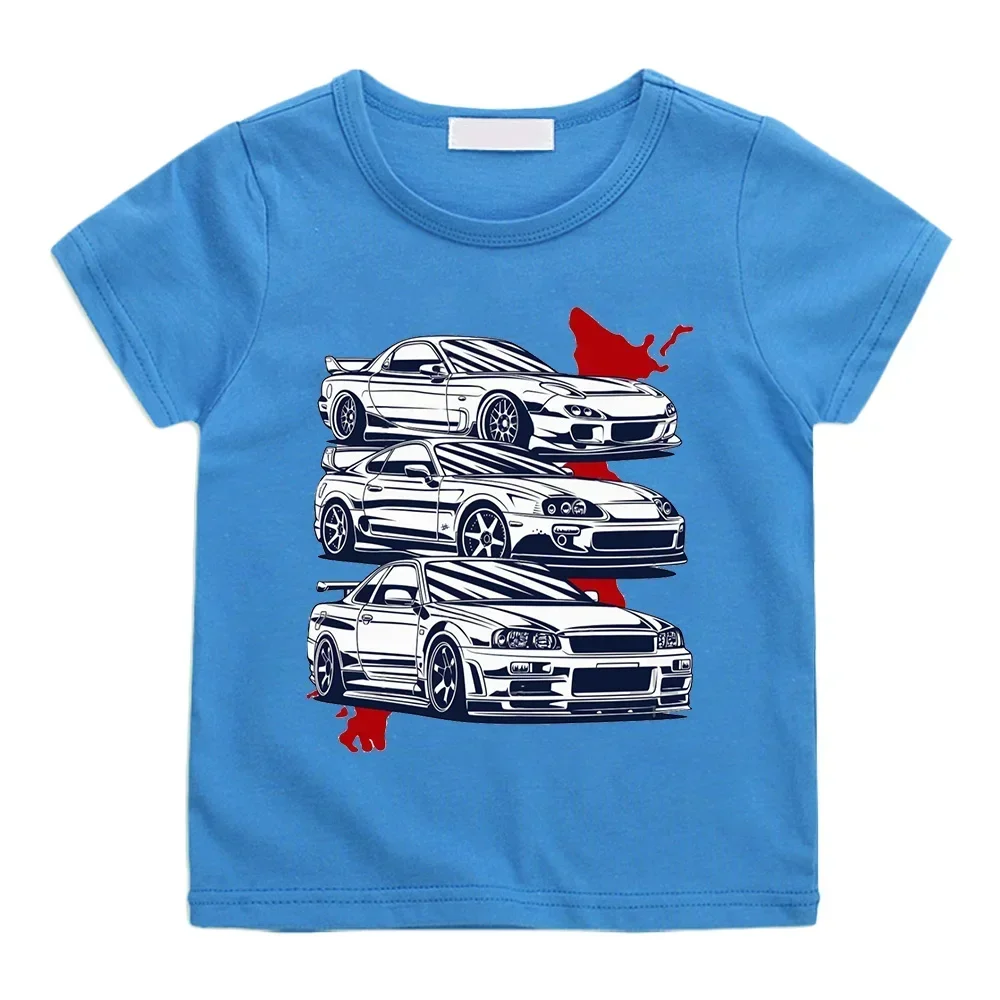 Unisex Initial D Cartoon Japan Anime Kids T-Shirt Car Print Casual Fashion Graphic Tee for Girls And Boys