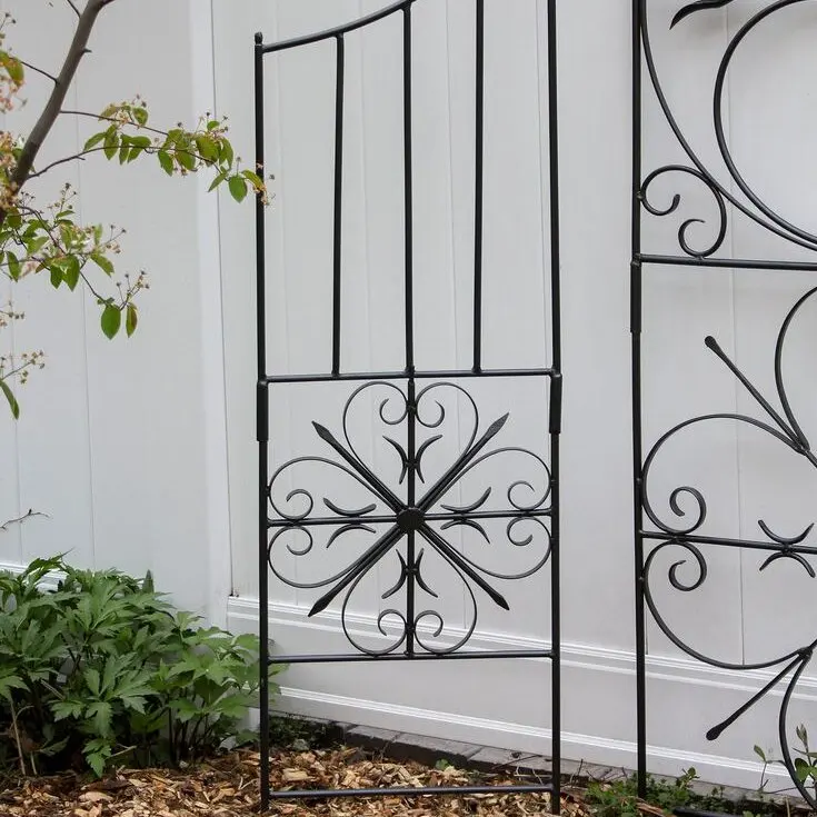 Wrought Iron Garden Arbor with Integrated Pergola Arch Structure Complete Landscape Focal Point