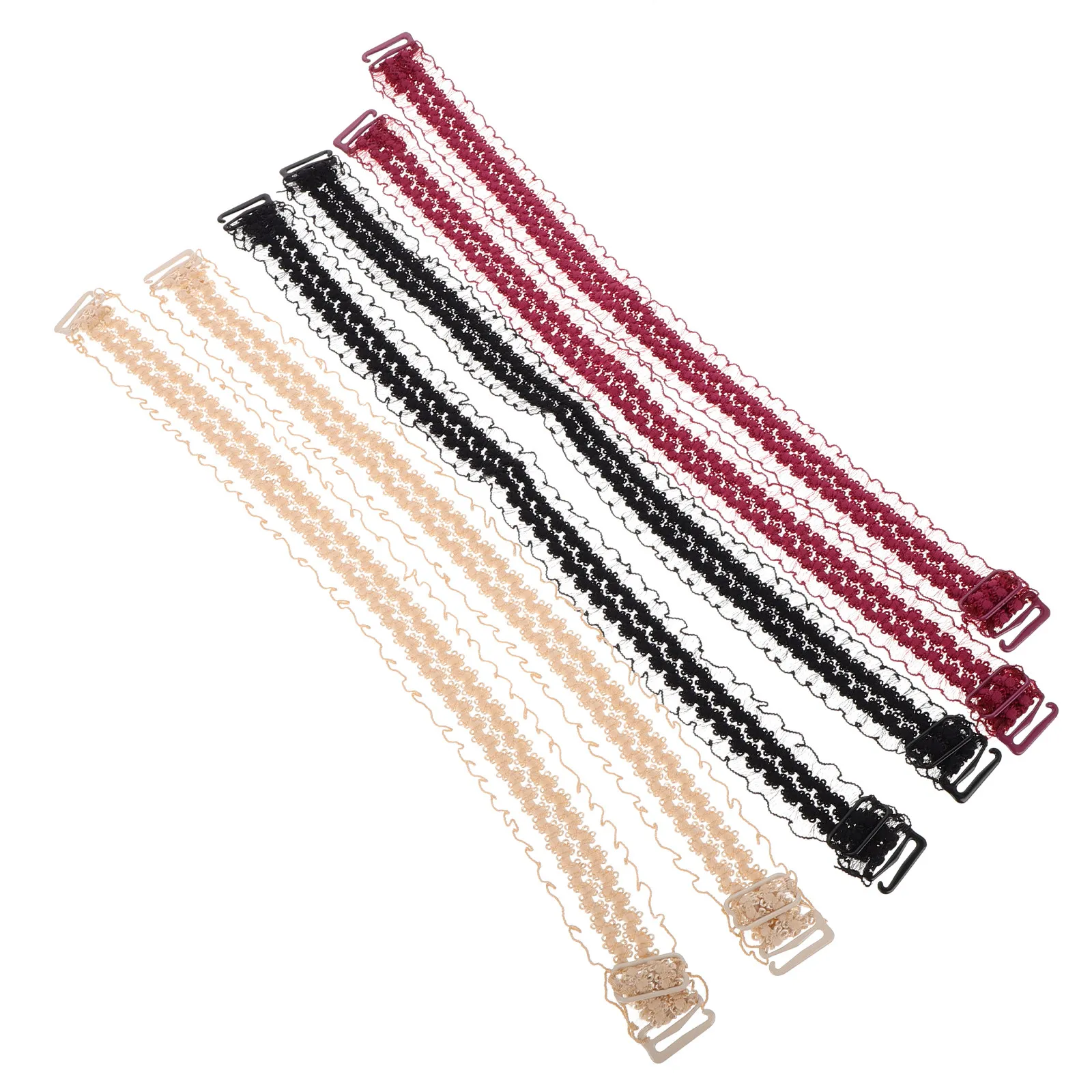 3Pairs Invisible Bra Straps Lace Trim Adjustable Anti-Skid Shoulder Straps Replacement Extensions for Off-Shoulder Dresses