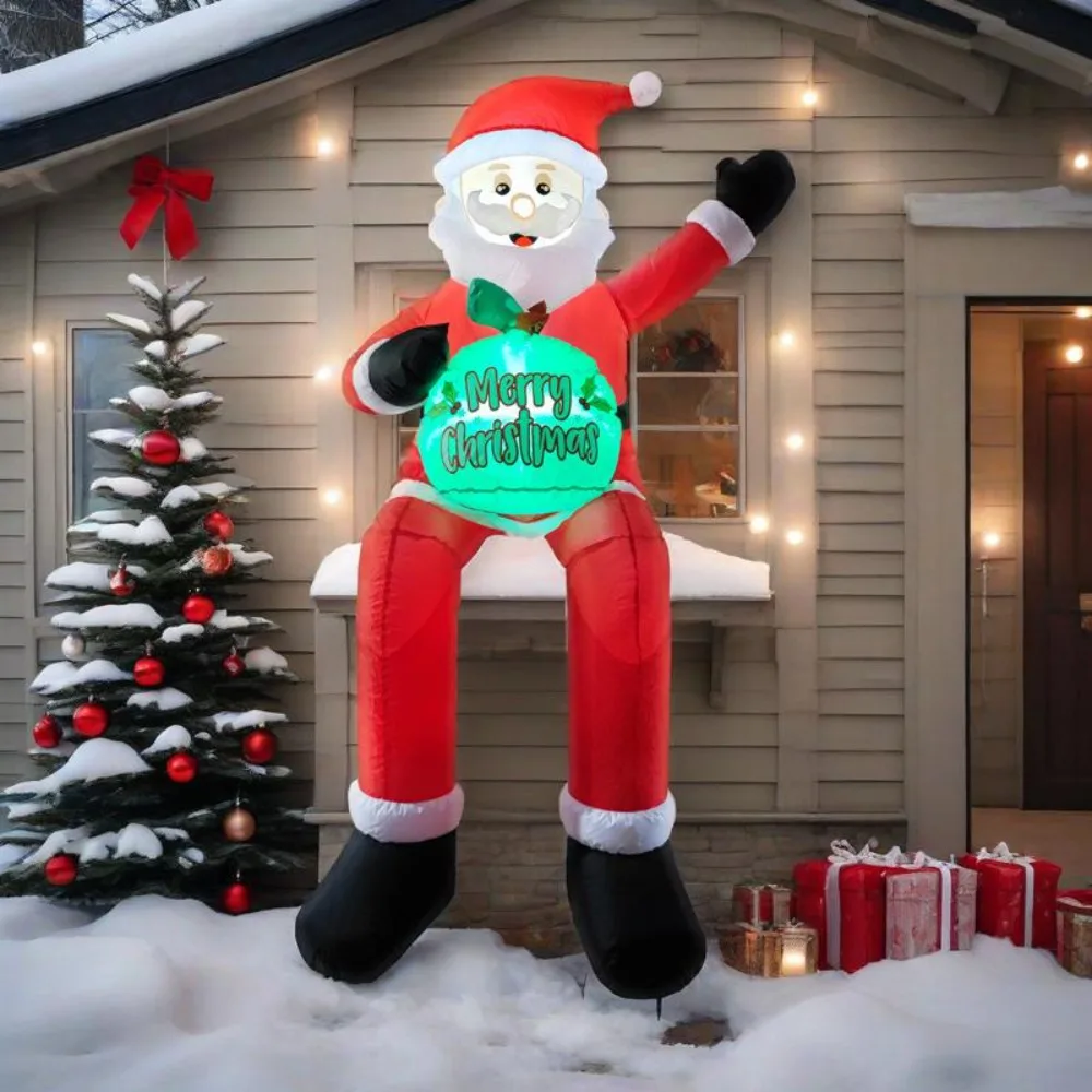 1.8M Christmas outdoor inflatable santa claus Inflatables Outdoor Sitting Gift Package for Outdoor Christmas Decoration