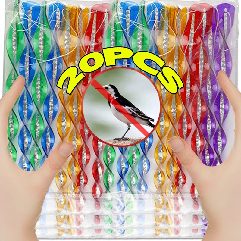 

Anti Bird Repeller Reflective Sticks Reflective Bird Deterrent Rods Colorful Hanging Wind Spiral Scare Rod Outdoor Accessories