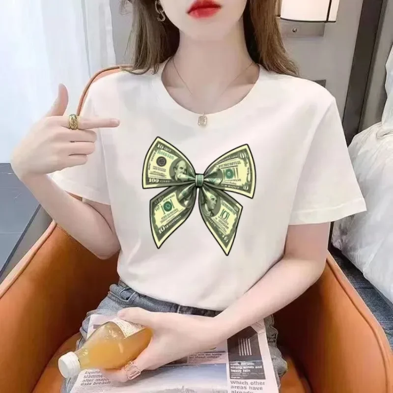 

Cute Bow Pattern Print Women's T-shirt Aesthetic Short Sleeve T Shirt Femme Summer Casual Style Graphic Fashion y2k Clothes Tops