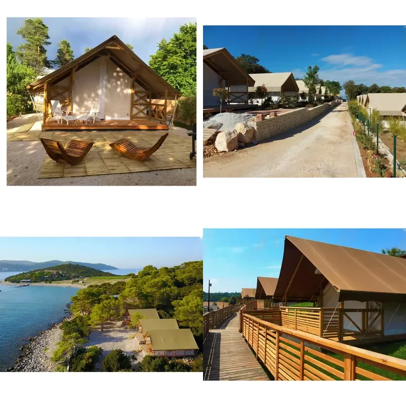 Luxury Tent with Bathroom for Hunting Hotel Glamping Optional Accessories Include Bathroom Floor and Curtains