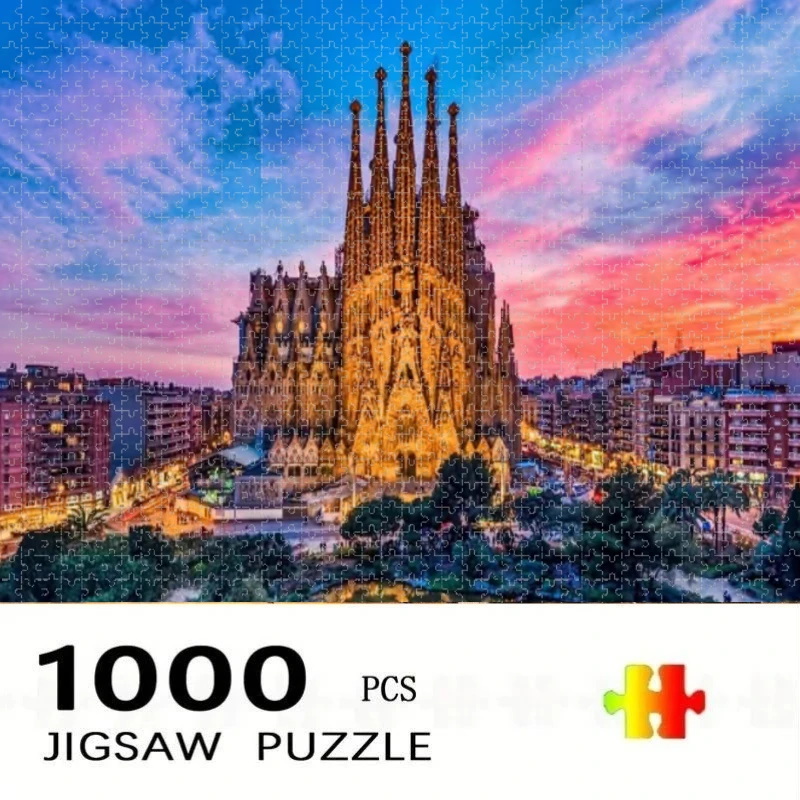 Rompecabezas de 1000/500 Piezas de la Basílica de la Sagrada Familia, Decoración para el Hogar, Rompecabezas de Paisajes, Juguetes Educativos, Regalos de Cumpleaños