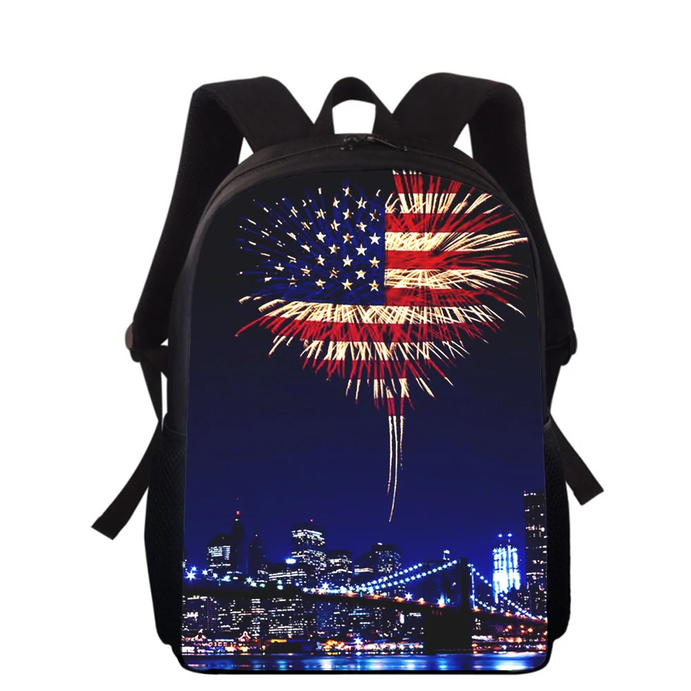 EUA bandeira americana saco de escola para crianças, impressão 3D, escola primária sacos para meninos e meninas, mochila, estudantes sacos de livros, 16"