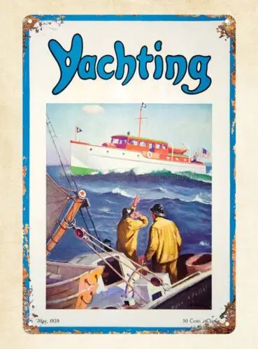 1939 Yachting Magazine Yacht Fishermen Fishing Boat metal tin sign modern decor