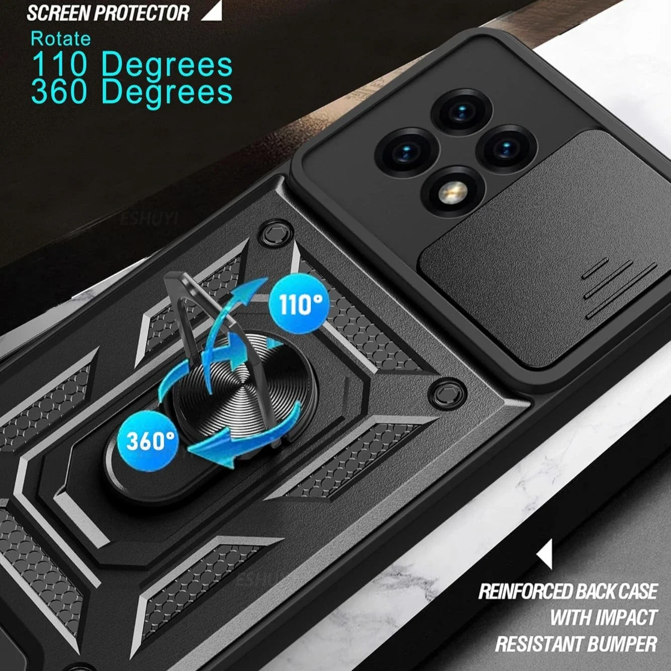 Armor Case For T-Mobile Revvl 7 Pro 5G T Phone 2 Pro 5G Cover Lens Protection With Ring Magnetic Holder Coque Fundas