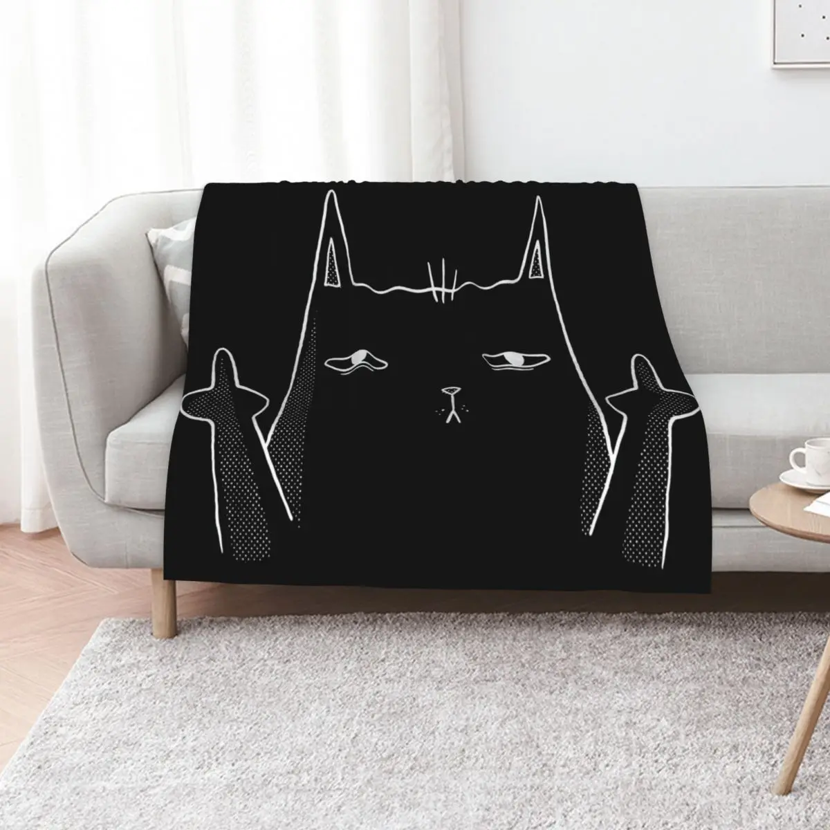 Middle Finger Cat Throw Blanket Cute Plaid anime wednesday Personalized Gift Retros heavy to sleep Blankets