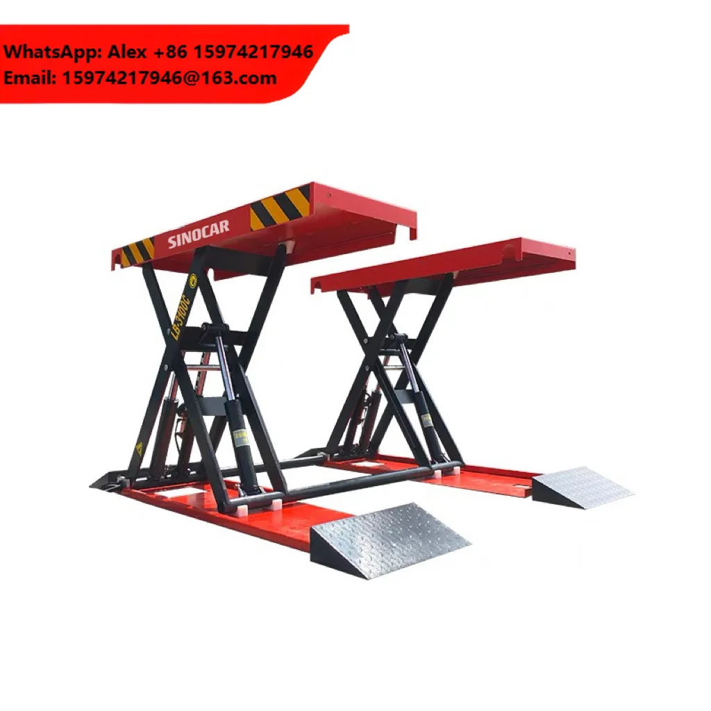 Hot Sale 1.4M Pneumatic Unlocking Four Cylinders Mobile Mid-position Scissor Car Lift Movable Scissor Vehicle Lifting Machine