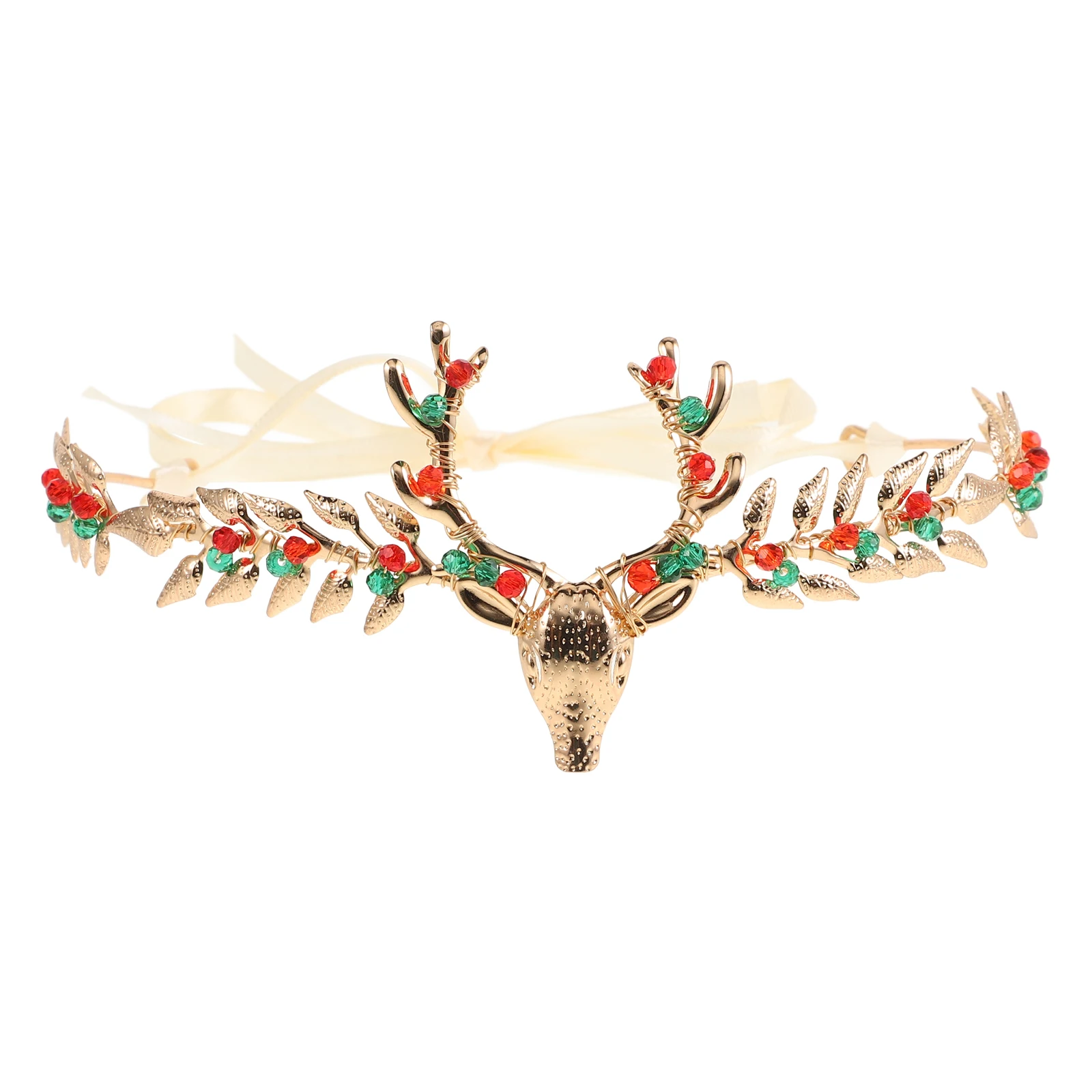 

Deer Antler Leaf Crown Christmas Headpiece Fashion Antlers Hair Accessories Rhinestone Crown Christmas Women Hair Ornament Party