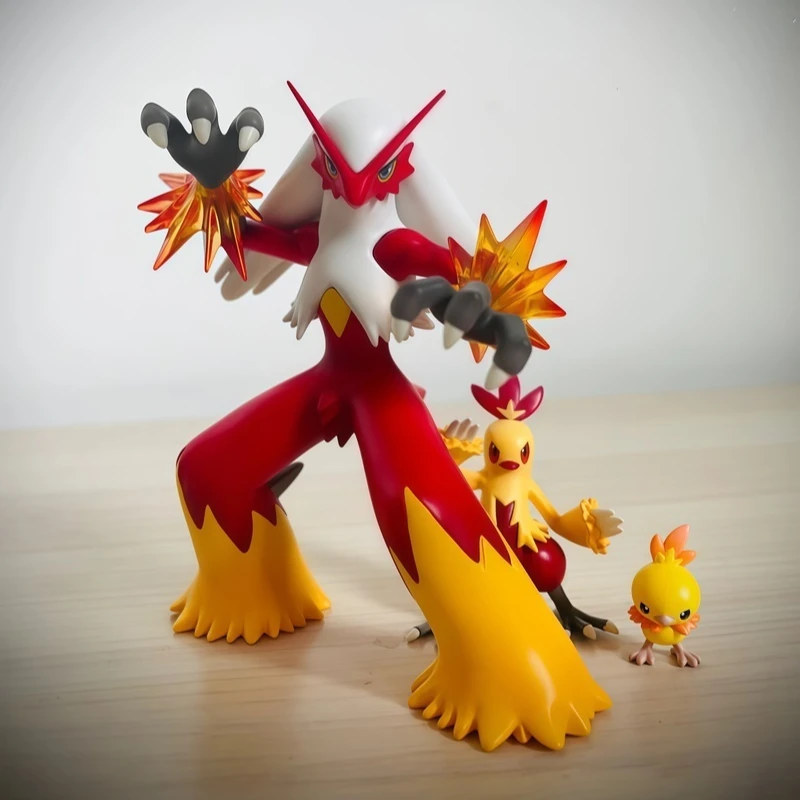 3pcs-gk-blaziken-evolutionary-group-pokemon-anime-figurines-combusken-torchic-ornament-model-collection-statue-pvc-toys-gifts-﻿