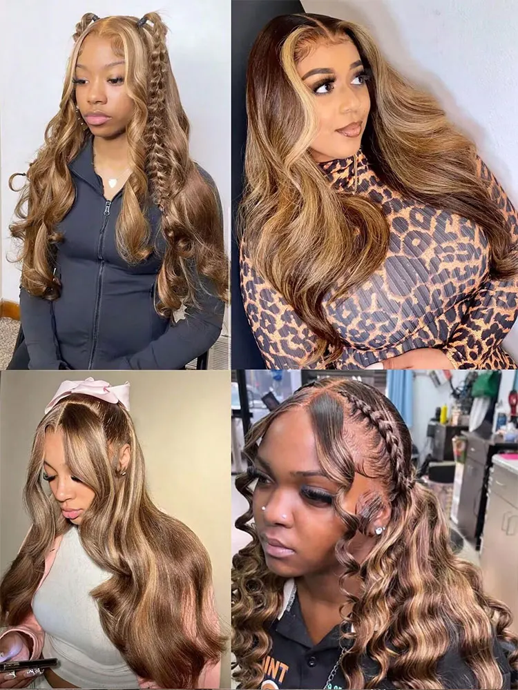 Body Wave 4/27 Honey Blonde 5x5 Guless Wig Humain Hair 13x4 HD Transparent Lace Front Wig human Hair For Women  250% Density