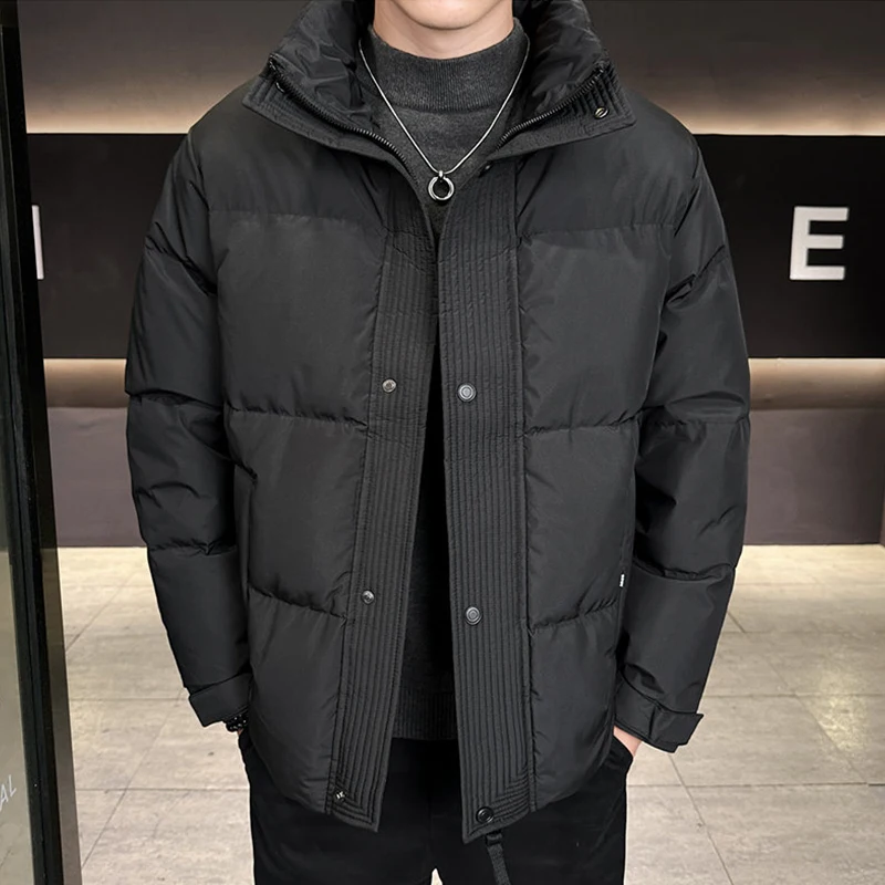 High Quality Men's Stand Collar Duck Down Jackets 2025 Winter Streetwear Windproof Loose Puffer Coats Youth Warm Padded Clothing