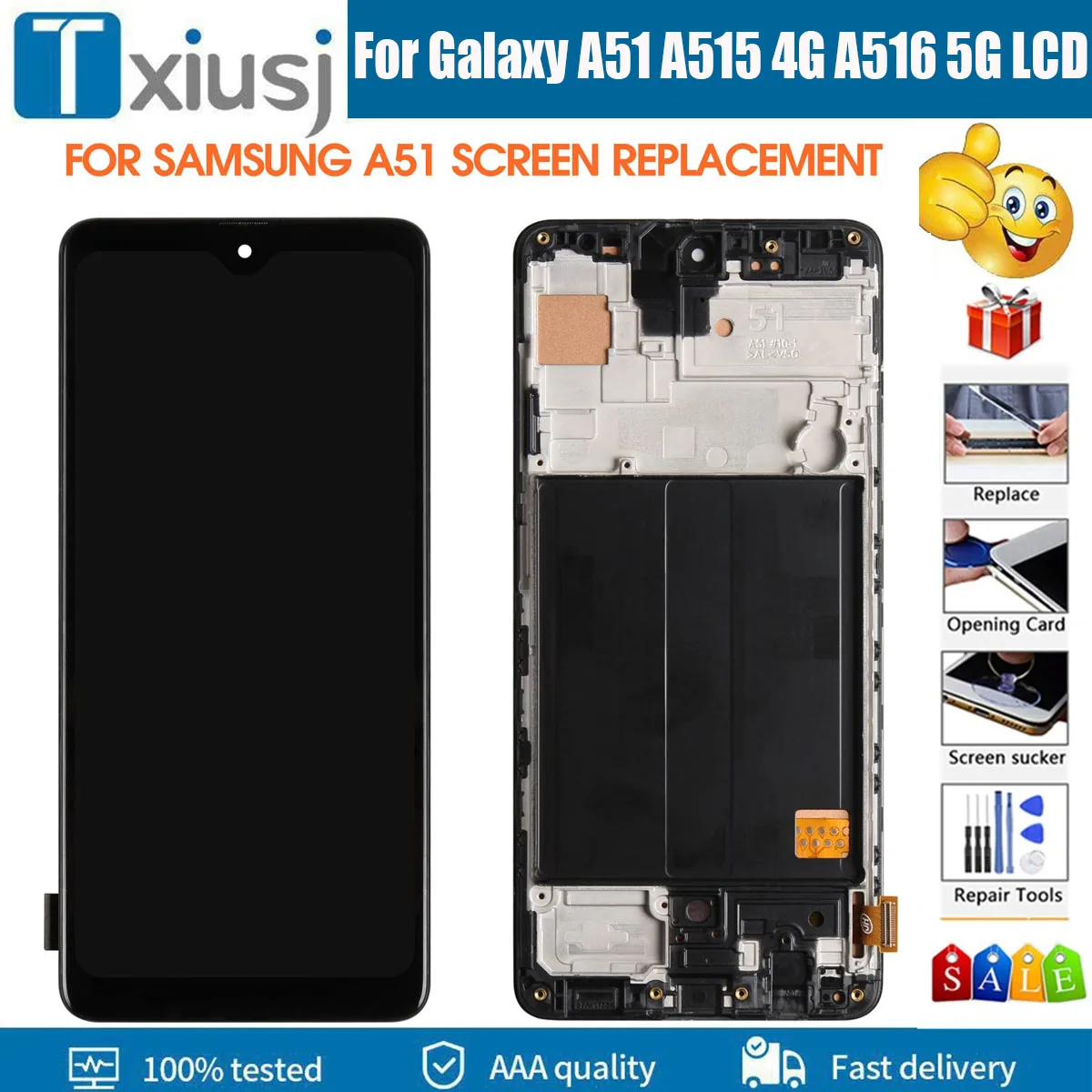 

High QualityOLED For Samsung Galaxy A51 LCD Display Touch Screen For Galaxy A51 A515F A515W A515U LCD Display Replace With Frame