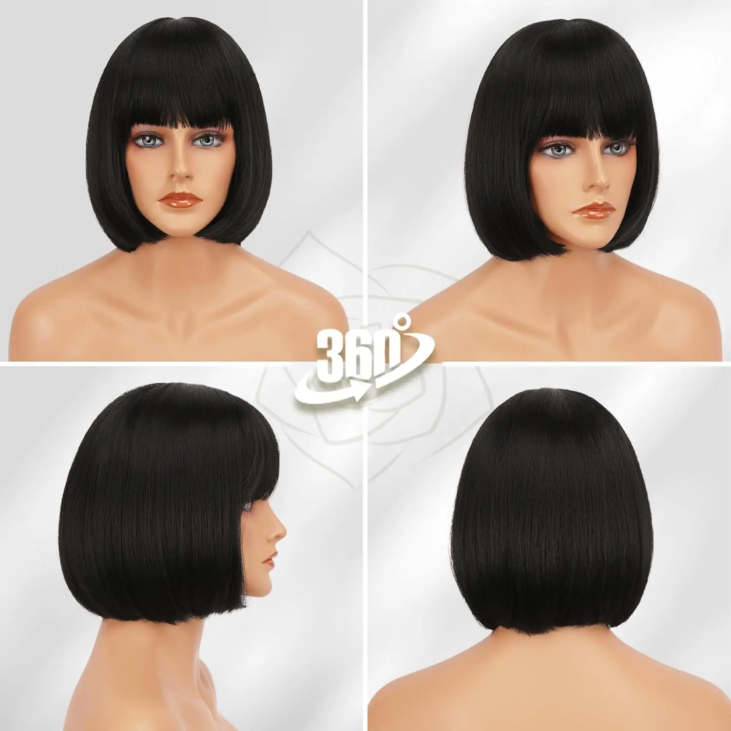 Synthetic 12 Inch Short Bob Black Wig With Bangs for Women Natural Looking Soft Hair Replacement Wigs Velma Kelly Halloween image 2
