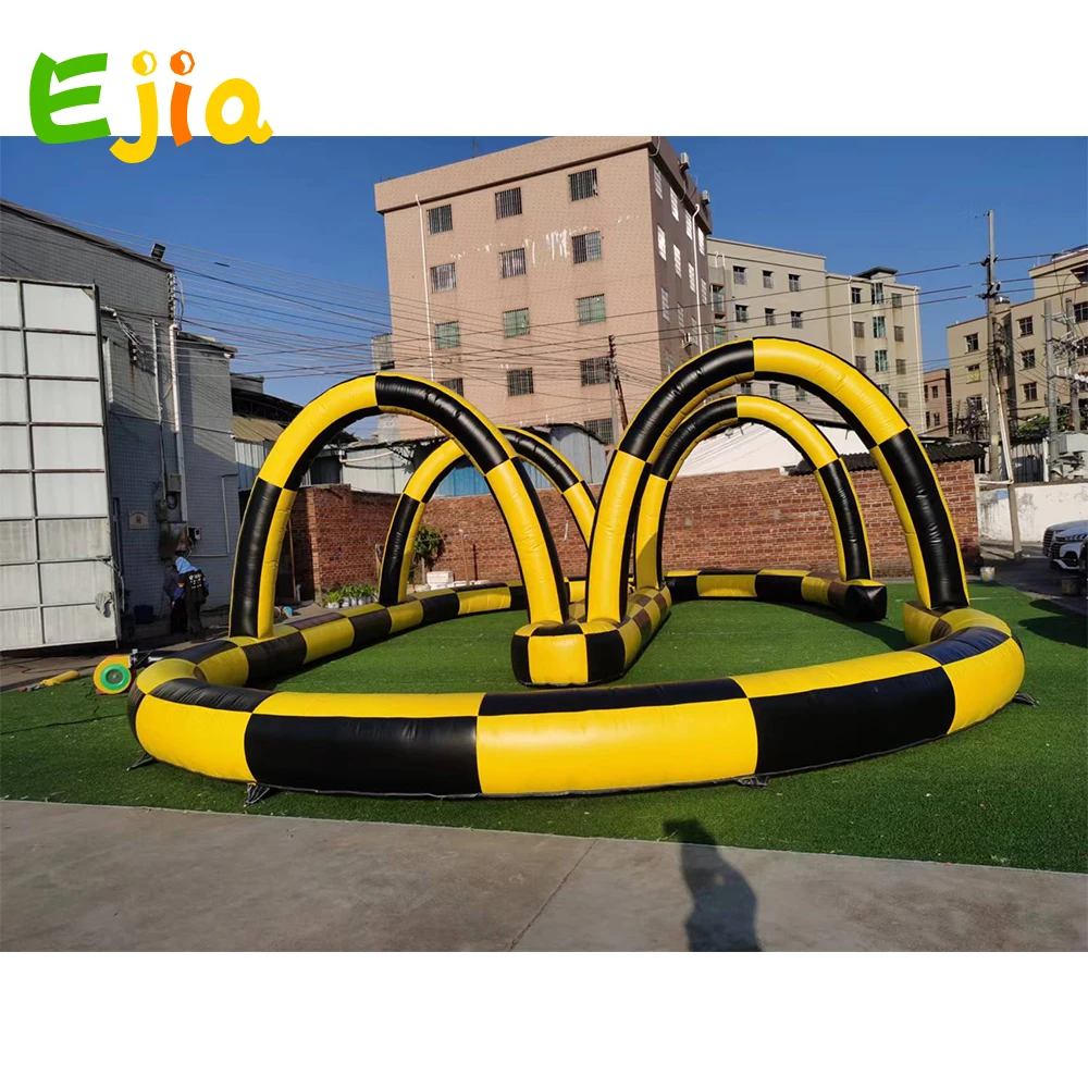 Pista de carreras de coches Didi inflable comercial, juego deportivo, pista de carreras de aire para entretenimiento, juguetes para niños, diversión interior y exterior, 8x4x2m