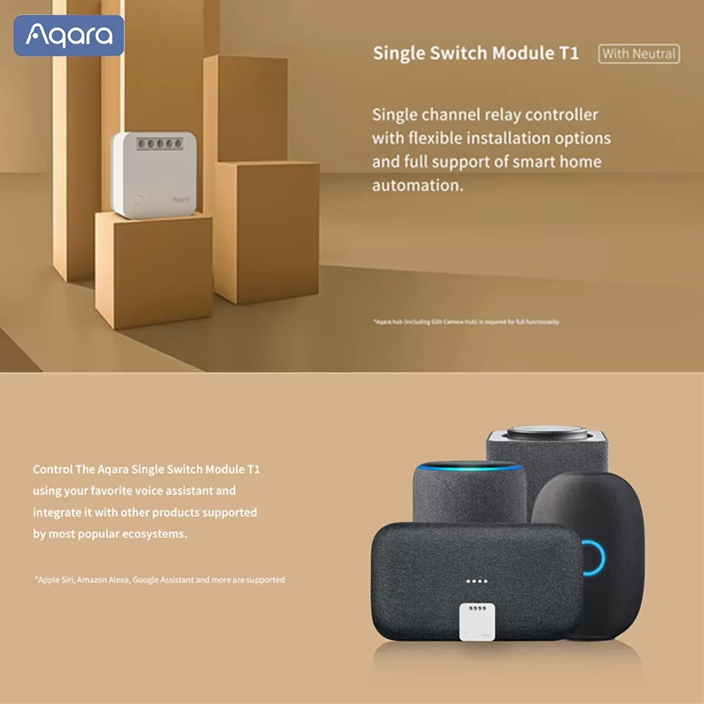 Блок управления Aqara Zigbee T1, одноканальный беспроводной модуль управления, работает с приложением Apple Homekit