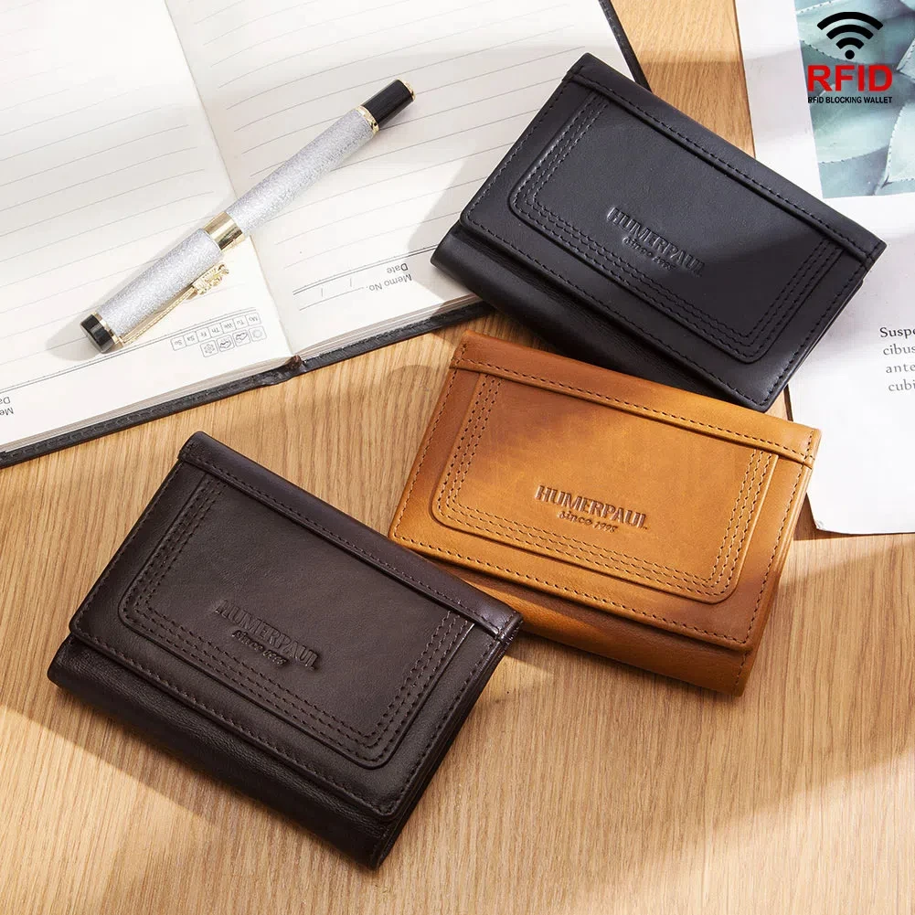 

RFID multi-card position male coin purse top layer cowhide male zipper bag bag genuine leather men's wallet