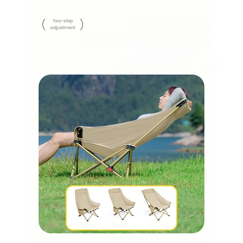 Outdoor Folding Chair Folding Moon Chair Recliner Camping Chair Small Stool Mazar Fishing Beach Chair Adjustment Third Gear