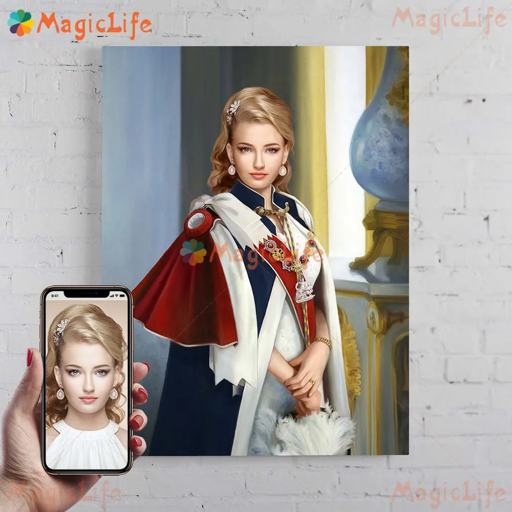 Custom Woman Girl Vintage Portrait Renaissance Costumes Wall Pictures For Living Room Poster Wall Art Canvas Painting Unframed