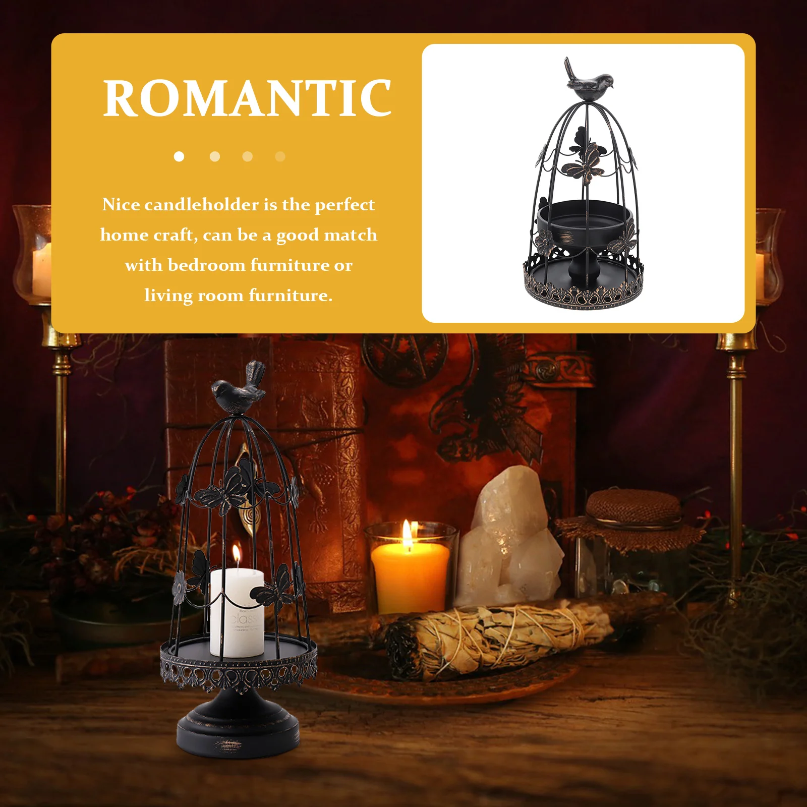 

Bird Cage Candleholder Metal Vintage Iron Art Creative Design Romantic Dinner Table Decor Vintage Bird Cage Holder
