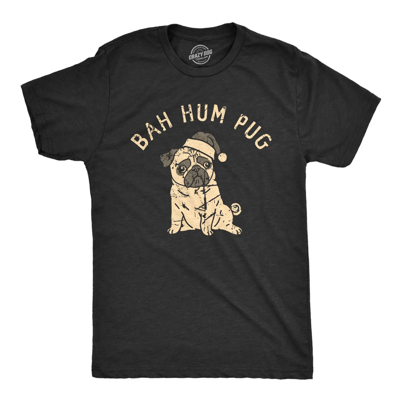 

Mens Bah Hum Pug T Shirt Funny Xmas Party Scrooge Puppy Tee For Guys