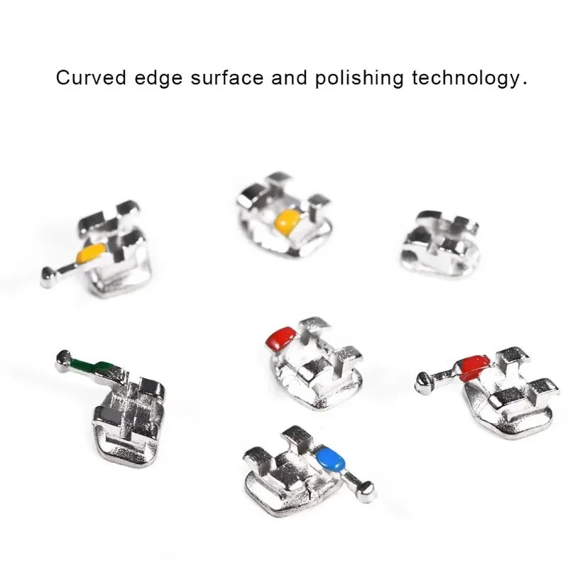 10 Packs of Colored Mini Metal Orthodontic Braces Tooth Tool Roth 022 Hook 3-4-5 Stable Adhesive Durable