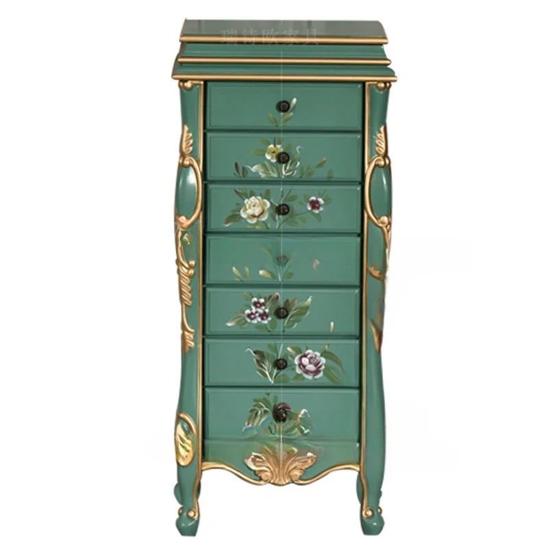 retro jewelry cabinet solid wood hand-painted seven-chest cabinet European bedroom drawer decorative jewelry cabinet