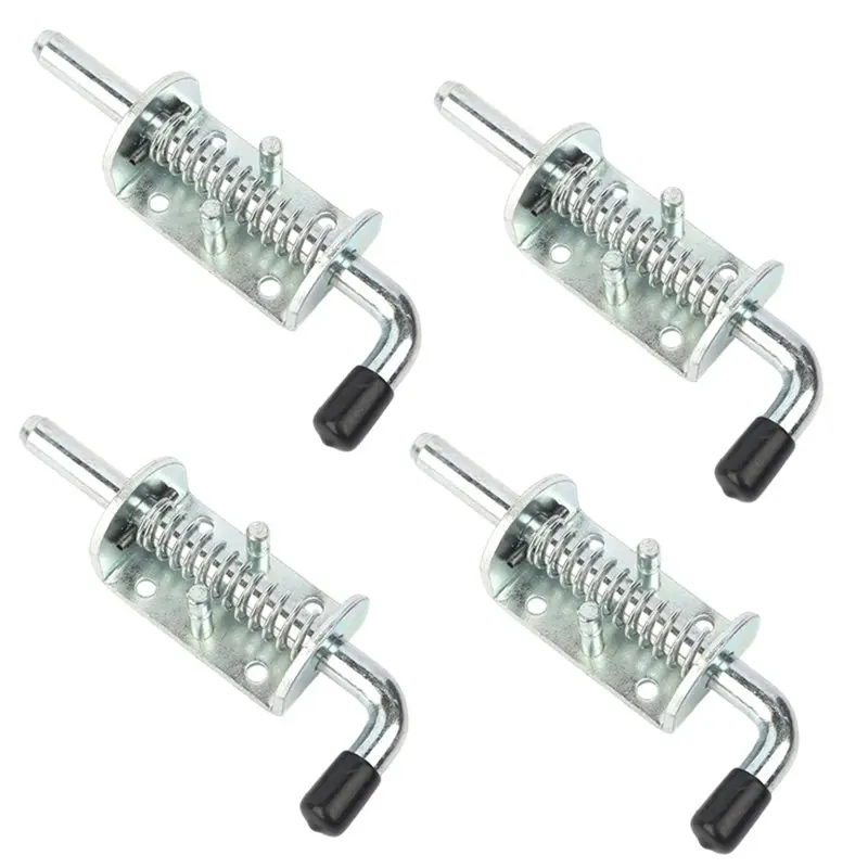 ALIM-Heavy Duty Spring Loaded Latch Pin, 4-Pack Zinc Coated Barrel Bolt Locking Door Lock