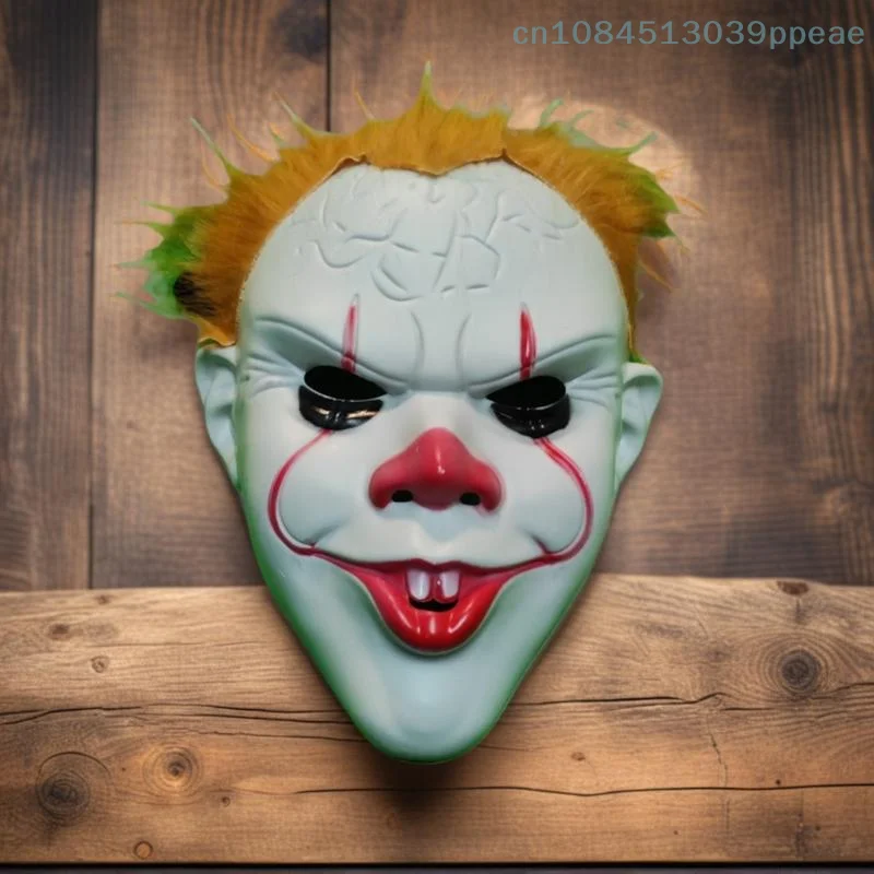 1 Stück Cosplay Horror Böser Dämon Clown Killers Latex Helm Gelbhaarige Gruselige Pennywise Joker Maske Halloween Party Kostüm Requisite