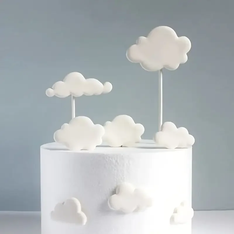 6/12/30pcs White Cloud Cake Topper Different Size White Cloud Shaped Cupcake Decor for Birthday Party Baby Shower Cake Supplies