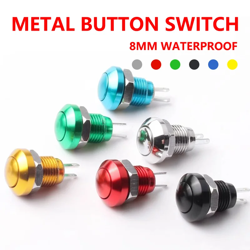 5/20/100PCS 8mm Waterproof Momentary Metal Horn Doorbell Bell Push Button Switch Self-reset Car Auto PC Power Start Stop