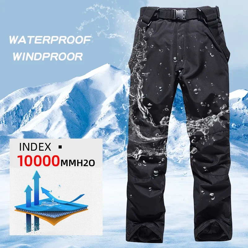 

Winter Outdoor Men's Ski Pants With Adjustable Straps Breathable Waterproof Windproof for Hiking Snowboarding Costume Overalls