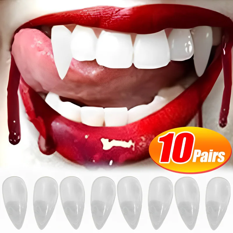 10/1 Pairs Adult Vampire Teeth Props Halloween Teeth Fangs Dentures Props Party Costume DIY Cosplay Horror Halloween Party Decor