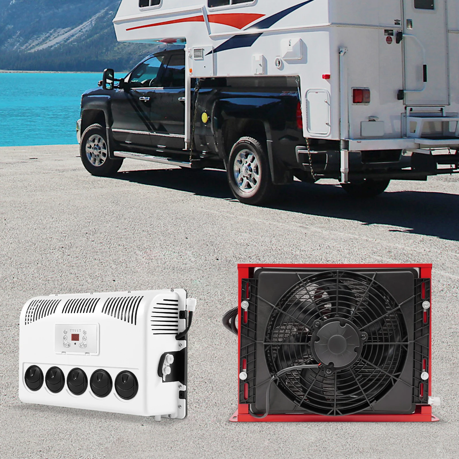 12V 11000 BTU トラックキャブエアコン スプリットエアコン リモコン付き セミトラック、バス、RV、キャラバン用